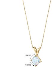 14 Karat Yellow Gold Cushion Cut Created Opal Pendant