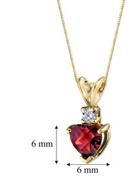 14 Karat Yellow Gold Heart Shape 1.50 Carats Garnet Diamond Pendant