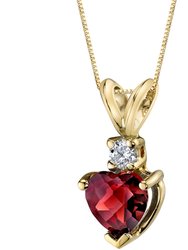 14 Karat Yellow Gold Heart Shape 1.50 Carats Garnet Diamond Pendant - 14k yellow gold