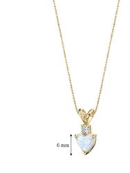14 Karat Yellow Gold Heart Shape Created Opal Diamond Pendant