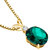 14 Karat Yellow Gold Oval Shape 2.50 Carats Created Emerald Diamond Pendant