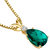 14 Karat Yellow Gold Pear Shape 1.75 Carats Created Emerald Diamond Pendant