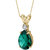 14 Karat Yellow Gold Pear Shape 1.75 Carats Created Emerald Diamond Pendant - 14k yellow gold