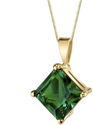 Peora 14 Karat Yellow Gold Princess Cut 2.25 Carats Created Emerald Pendant product