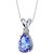 14k White Gold Tanzanite Diamond Tear Drop Pendant - 14k white gold