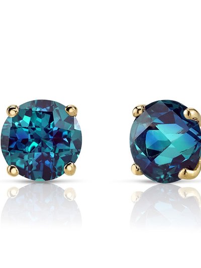 Peora 14K Yellow Gold Round Cut 2.00 Carats Created Alexandrite Stud Earrings product