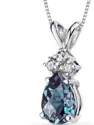 Alexandrite Pendant Necklace 14 Karat White Gold Pear - 14k white gold