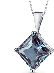 Alexandrite Pendant Necklace 14 Karat White Gold Princess - 14k white gold