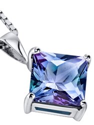 Alexandrite Pendant Necklace 14 Karat White Gold Princess