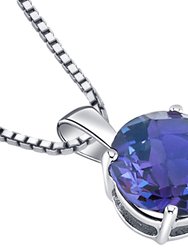 Alexandrite Pendant Necklace 14 Karat White Gold Round