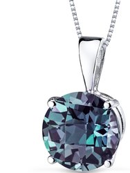 Alexandrite Pendant Necklace 14 Karat White Gold Round - 14k white gold