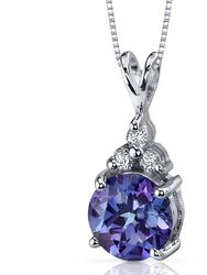 Alexandrite Pendant Necklace Sterling Silver Round - Sterling silver