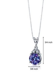 Alexandrite Pendant Necklace Sterling Silver Round