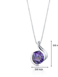 Alexandrite Pendant Necklace Sterling Silver Round