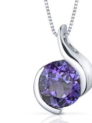 Alexandrite Pendant Necklace Sterling Silver Round - Sterling silver