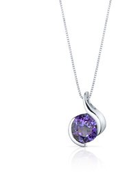 Alexandrite Pendant Necklace Sterling Silver Round