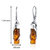 Amber Elliptical Earrings Sterling Silver Cognac Cylindrical