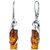 Amber Elliptical Earrings Sterling Silver Cognac Cylindrical - Sterling silver