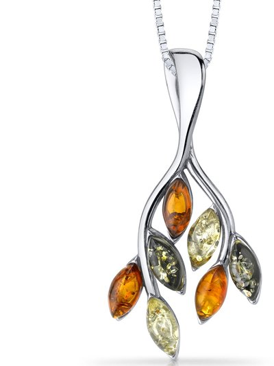 Peora Amber Leaf Pendant Necklace Sterling Silver Multiple Colors product