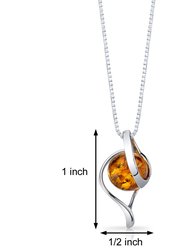Amber Open Spiral Pendant Necklace Sterling Silver Cognac