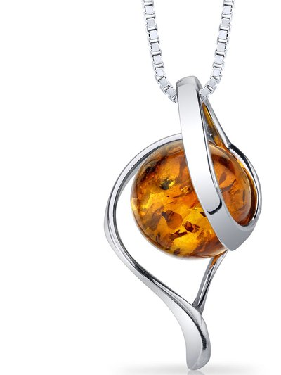 Peora Amber Open Spiral Pendant Necklace Sterling Silver Cognac product