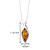 Amber Pendant Necklace Sterling Silver Cognac Color Bezel Set