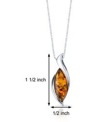 Amber Pendant Necklace Sterling Silver Cognac Color Bezel Set