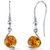 Amber Spherical Fishhook Earrings Sterling Silver Cognac Color - Sterling silver