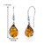 Amber Tear Drop Earrings Sterling Silver Cognac Color Fish Hook