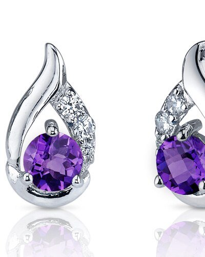 Peora Amethyst Earrings Sterling Silver Round Shape product