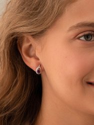 Amethyst Earrings Sterling Silver Round Shape
