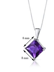 Amethyst Pendant Necklace 14 Karat White Gold Princess