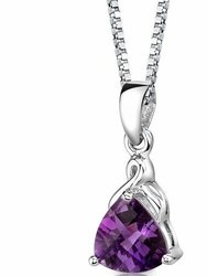 Amethyst Pendant Necklace Sterling Silver Trillion - Sterling silver