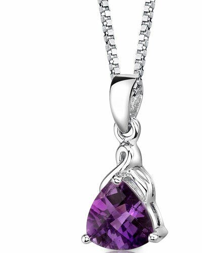 Peora Amethyst Pendant Necklace Sterling Silver Trillion product