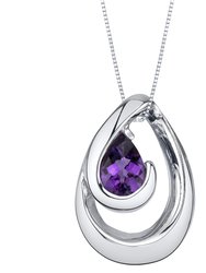 Amethyst Sterling Silver Wave Pendant Necklace - Sterling silver