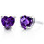 Amethyst Stud Earrings 14 Kt White Gold Heart Shape - 14k white gold