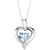 Aquamarine Sterling Silver Heart in Heart Pendant Necklace - Sterling silver