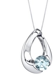 Aquamarine Sterling Silver Slider Pendant Necklace - Sterling silver