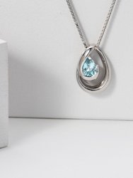 Aquamarine Sterling Silver Wave Pendant Necklace