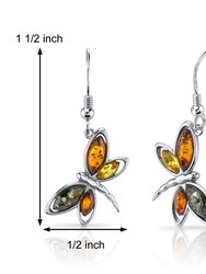 Baltic Amber Butterfly Earrings Sterling Silver Multiple Colors