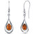 Baltic Amber Dangle Earrings Sterling Silver Cognac Tear Drop - Silver
