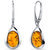 Baltic Amber Earrings Sterling Silver Cognac Color Oval Shape - Sterling silver