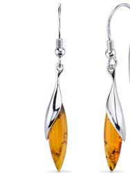 Baltic Amber Earrings Sterling Silver Cognac Color - Sterling silver