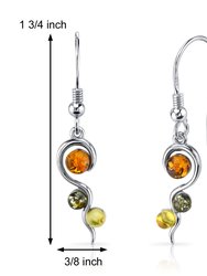 Baltic Amber Earrings Sterling Silver Green Honey Cognac Colors