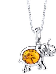 Baltic Amber Elephant Pendant Necklace Sterling Silver Multiple Color - Sterling silver