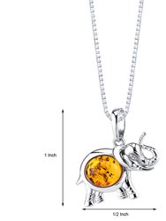 Baltic Amber Elephant Pendant Necklace Sterling Silver Multiple Color