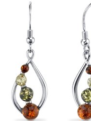Baltic Amber Open Leaf Earrings Sterling Silver Multiple Colors - Sterling silver