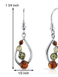 Baltic Amber Open Leaf Earrings Sterling Silver Multiple Colors