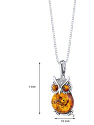 Baltic Amber Owl Pendant Necklace Sterling Silver Multiple Color