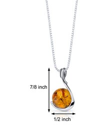 Baltic Amber Sphere Pendant Necklace Sterling Silver Cognac
